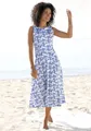 Midikleid, mit Blumendruck, aus Jersey, A-Linien-Kleid, Gr. 38 - N-Gr, blau-creme-bedruckt N-Gr