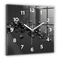 Glasuhr mit Druck Uhr aus Glas Motiv Küche Hartglas 30x30cm Schwarze Abstraktion