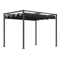 Outsunny Pergola ca. 3x2m Garten Pavillon Terrassendachung Metall Freistehender Gartenpavillon mit Verstellbares Dach, UV Schutz, Sonnenschutz für Terrasse und Garten, Schwarz+Grau
