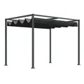 Pergola Pavillon Terrassenüberdachung mit Schiebedach Polyester Schwarz