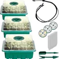 1.02 Mini Gewächshaus mit LED Beleuchtung - 3er Set / je 19 x 15 x 11 cm - 3 Stück mit Deckel aus Kunststoff