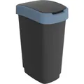 Rotho Kunststoff AG Rotho Mülleimer TWIST, 50 Liter, Abfalleimer mit Schwing- und Klappdeckel, Farbe: schwarz/ horizon blue 1754506161