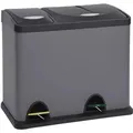 Svita TC2Combo26 Papierkorb Mülleimer Mülltrennung Stahl 8L+18L Grau