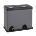 SVITA TC2Combo26 Küchen-Eimer 26Liter 8L+18L kombiniert doppelt Abfalleimer 2er-Mülleimer Mülltrennung Treteimer Grau