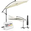Juskys Ampelschirm Brazil 350 cm mit LED, UV-Schutz, Kurbel & Hülle - Grau Creme - Grau/Creme