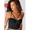 Corsage PETITE FLEUR GOLD, Damen, Gr. 70, Cup D, schwarz, Spitze, Netz, Obermaterial: 60% Polyamid, 35% Polyester, 5% Elasthan, sexy, Corsagen, mit Bügel und verführerischer Bänder-Optik, sexy Dessous, Reizwäsche