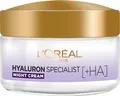 L'Oréal Paris Hyaluron Specialist feuchtigkeitsspendende Gesichtscreme Nacht 25+, zwei Arten Hyaluronsäure, 50 ml