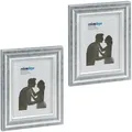 Relaxdays - Bilderrahmen 2er Set, 15x20 Cm, Hoch- & Querformat, Fotorahmen Zum Aufhängen, Hinstellen, Passepartout, Silber