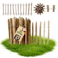 Floranica Staketenzaun aus Haselnuss Kastanie 10m lang x 60cm hoch 4-6cm Sprossenabstand, kleiner Staketenzaun niedrig, Hühnerzaun Hundezaun