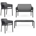 Nardi - Rio Alu Ausziehtisch 140 + Net Bank + 2x Net Armlehnstuhl, anthrazit