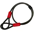 EVEREST FITNESS Schlaufenkabel 76cm x 6mm - Kabelschloss schwarz - Universal Stahlseil - Drahtseil mit Ösen ummantelt - Sicherheitskabel für Fahrradschloss lang, Fahrradanhänger, Motorrad, Gartenmöbel