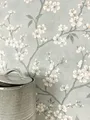 Newroom Vliestapete, Grau Tapete Floral Kirschblüten - Blumentapete Vintage Hellgrau Weiß Landhaus Romantisch Äste Zweige für Wohnzimmer Schlafzimmer Küche, Hegna