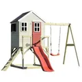 Spielhaus, Rot, Natur, Holz, Kiefer, 350x242x290 cm, Outdoor Spielzeug, Spielhäuser