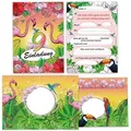 LIMONIA Einladungskarten Tropen zum 9. Geburtstag Einladungen mit Umschlägen Karten Flamingo, Einladungskarten mit Umschlägen zum neunten Kindergeburtstag Blumen