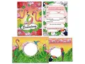 Limonia 12 Einladungskarten incl. 12 Umschläge zum 9. Geburtstag Einladung Kindergeburtstag Mädchen Karten Flamingo Kolibri Papagei Tropen Palmen