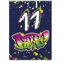 JUNAPACK Einladungskarten Graffiti zum Kindergeburtstag Mädchen Jungen Einladungen neon, Einladungskarten zum 11. Geburtstag mit Graffiti Motiv