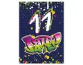 12 Einladungskarten zum 11. Kindergeburtstag Motto Feier Fest Einladung Set Geburtstag Mädchen Kinder Jungs Jungen Boys Teenies Unisex Graffiti Jugendstill modern bunt grün lila neon