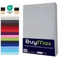 Buymax Spannbettlaken 2-er Set, Doppelpack, Bettlaken, Jersey 100% Baumwolle, Gummizug: rundum, (2 Stück), Pflegeleicht und Atmungsaktiv in Verschiedenen Farben und Größen silberfarben 80 cm x 200 cm