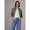Jeansjacke STREET ONE STUDIO, Damen, Gr. 44, olive washed, Jeans, 100% Baumwolle, unifarben, casual, normal normal, V-Ausschnitt, Langarm Manschette, Jacken, aus reiner Baumwolle