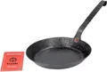 Turk Eisenpfanne 26 cm | freiform-warmgeschmiedet | flacher Hakenstiel | für Induktion & Feuer