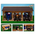 DEMA Kids Globe Spielzeug Holz Bauernhof Schuppen Garage für 3 Traktoren Traktor 78x55x38 cm