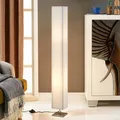 Lindby Textil Stehlampe mit Fußschalter, Stehleuchte weiß 120cm, 2x E27 max. 60W