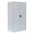 Flügeltürenschrank komplett montiert Metallschrank abschließbar grau 120x80x38cm 2 Fachböden Lagerschrank Aktenschrank Werkstattschrank 530290