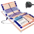 elektrischer Lattenrost 100% BUCHE - Kopf- u. Fußteil elektrisch verstellbar - SCHULTERFRÄSUNG, 7 Zonen, 44 Federleisten, Härteregulierung, Mittelgurt - Motor Comfort 44® - fertig montiert (140x200)