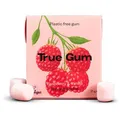 True-Gum Kaugummis Himbeere & Vanille, zuckerfrei, Schachtel mit 16 Dragees