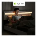 Juskys Polsterbett Paris 180x200 cm - Bett mit LED Beleuchtung & Lattenrost - Doppelbett weiß