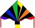 HQ Einleiner Drachen Kinder Herbst Delta Simple Flyer Black Rainbow 120 x 75 cm
