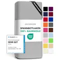 Jacobson Jersey Spannbettlaken Spannbetttuch Baumwolle Bettlaken (XL 120x200-130x220 cm, Grau)