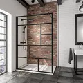 Schulte EP369112 68 1660 Duschwand Alexa Style 2.0 Walk In Black Style, 140 x 200 cm, 6 mm Sicherheitsglas Dekor Atelier 1 fixil beschichtet, schwarz matt, Montage auf Duschwanne oder Fliese