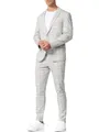 JEFF Herren JFLeo Set Anzug 2-teilig Sakko Hose Bundle | elastischer Herrenanzug Regular Fit für Männer Grey Check, 52