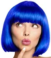 Balinco – Bob Perücke für Damen & Herren Blau – Kurzhaarperücke Pagenkopf, Cabaret & Charleston für Karneval, Fasching & Motto Party – Einheitsgröße Unisex aus Polyester - Inkl. Haarnetz