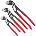 Knipex Wasserpumpenzange Alligator-Paket, 002009 V03, mit Schiebe-Einstellung, 3-teilig, 180 - 300 mm x 36 - 60 mm