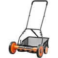 VEVOR Spindelmäher mit 450 mm Schnittbreite, Rasenmäher Schnitthöhe von 35 bis 62 mm, Handmäher mit 5 Klingen und Grasfangsack, Ideal für grüne Rasenflächen, Einfahrten, Innenhöfe