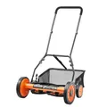 VEVOR Spindelmäher mit 450 mm Schnittbreite, Rasenmäher Schnitthöhe von 35 bis 62 mm, Handmäher mit 5 Klingen und Grasfangsack, Ideal für grüne Rasenflächen, Einfahrten, Innenhöfe