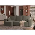 4ALLHOME Ecksofa mit Schlaffunktion TOBI, Couch, Sofa mit Bettkasten, Eckcouch, L-Form Velo 625 Grau-Braun - Braun