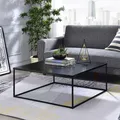 Couchtisch HILAR 80 x 80 cm aus pulverbeschichtetem Metall in schwarz. Sofatisch in modernem Design mit robuster Oberfläche.