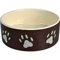 Trixie Futterstation aus Keramik, Fußabdrücke, 0,3 l, Ø12 cm, Braun/Taupe