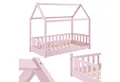 Juskys Kinderbett Marli, 80x160 cm, Hausoptik mit Dach, Holz, Rausfallschutz, 3 - 10 Jahren