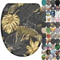 Sanilo WC Sitz mit Absenkautomatik, viele neue Toilettendeckel zur Auswahl, hochwertige Oberfläche, einfache Montage, stabile Scharniere (Golden Leaves)
