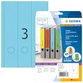 HERMA 5138 Ordnerrücken Etiketten lang breit, 20 Blatt, 61 x 297 mm, 3 pro A4 Bogen, 60 Stück, selbstklebend, bedruckbar, blickdicht, blanko Papier Ordneretiketten Rückenschilder Aufkleber, blau