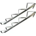2 Stück Treppenholme Holz-Treppe Treppenwange Treppenrahmen 5 Stufen Höhe 91cm Verzinkt - Silber