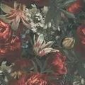 Bricoflor Schwarze Tapete mit Blumen in Rot Grün Vintage Blumentapete Dunkel Ideal für Wohnzimmer und Schlafzimmer