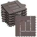 WOLTU 11 Stück WPC Terrassenfliesen Holzoptik Bodenbelag Coffee