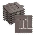 WOLTU 11 Stück WPC Terrassenfliesen Holzoptik Coffe, Fliese klicksystem Terrassendielen Bodenfliese Klickfliese Bodenbelag (1 m²)