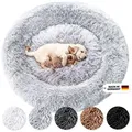 Wahre Tierliebe Tierbett - Flauschiges Hundebett Fluffy Wolke, Deutschlands Original, 100% Polyester, Made in Germany, Verschiedene Größen und Farben, waschbarer Bezug grau 120 cm