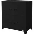 Aktenschrank, 75x40x80,5 Cm, Schwarz, Stahl, Freistehender Büroschrank 4 Beinen, Metallspind 4 Türen, 2 Innenfächer, Industrial, Lagerschrank Stahlschrank Metallschrank Aufbewahrungsschrank - Ml-design